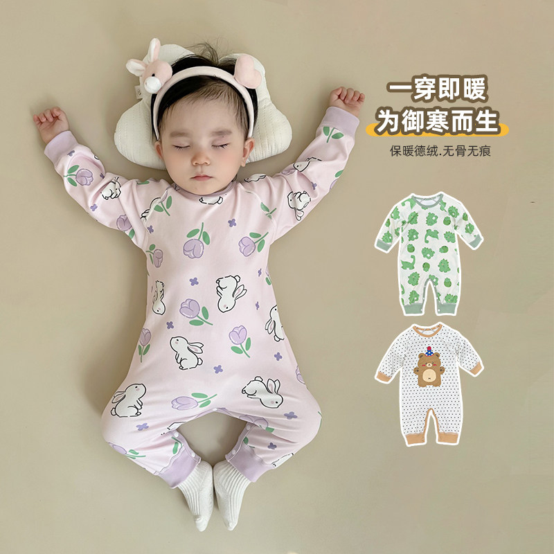 婴儿连体衣秋冬保暖打底内衣女童