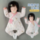 婴儿秋装 衣服连体衣春季 纯棉女宝宝睡衣小月龄超萌公主风外出哈衣