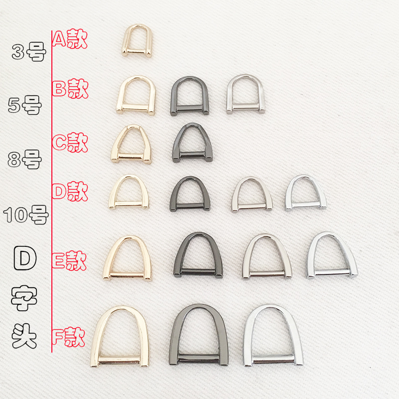 厂家生产d字扣金属箱包拉链头配件d字环拉链拉头半圆环扣拉链辅料