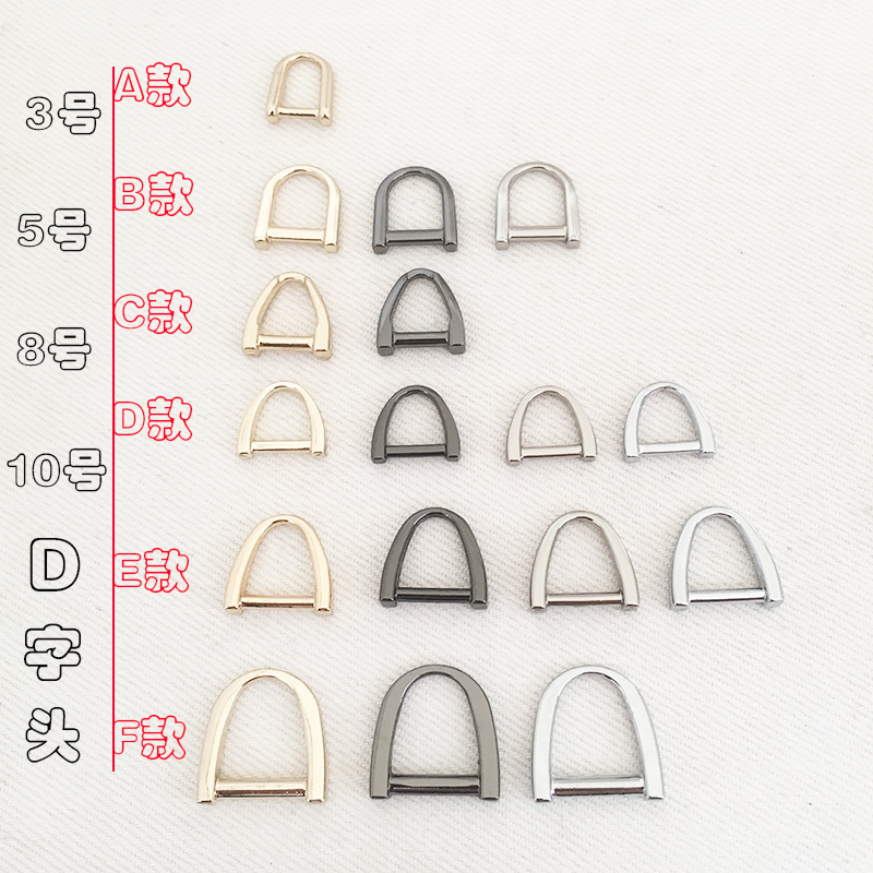 厂家生产D字扣金属箱包拉链头配件D字环拉链拉头半圆环扣拉链辅料