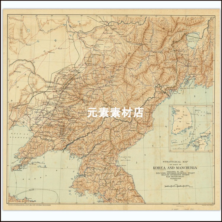 1906年朝鲜部分地区和满洲的战略地图 高清电子版JPG格式 非实物