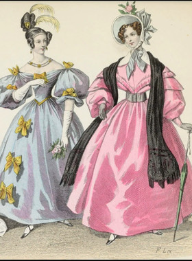 D302【法国】 Augustin  Challamel 19世纪时尚服装版画网传图库.