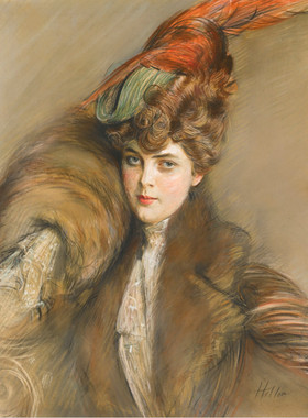 YC866【法国】保罗塞萨尔赫鲁Paul Cesar Helleu绘画油画图片图库