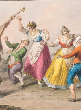 C727【意大利】 della Gatta 18世纪社会生活、服饰水彩网传图库