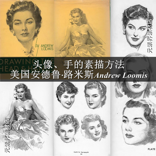 A329【美国】Andrew Loomis 头像、手的素描方法美术初学必备图库