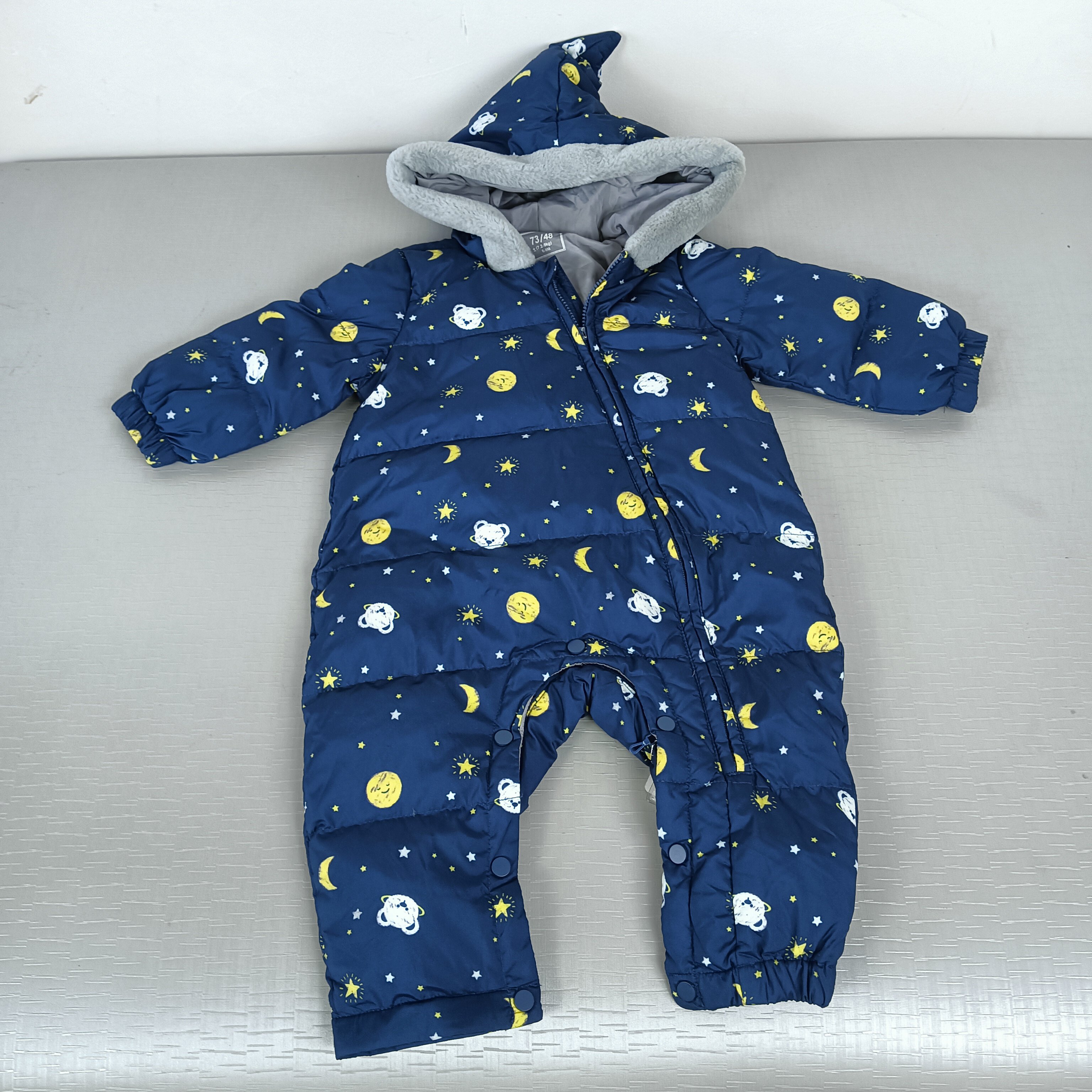 婴幼儿羽绒服连体衣2024冬装加厚保暖星空米奇宝宝哈衣