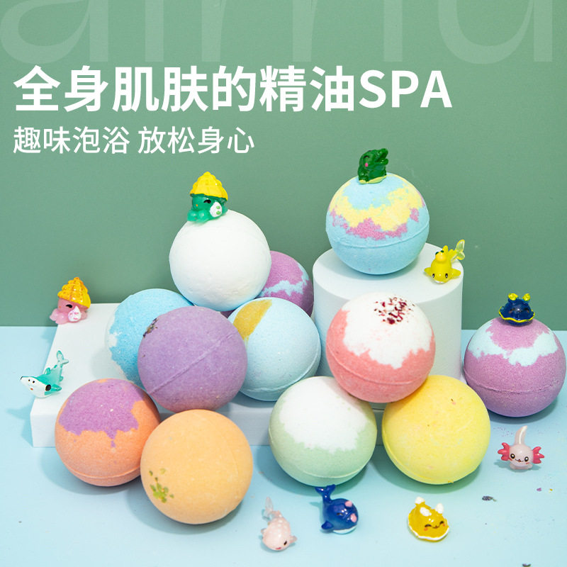 跨境海洋玩具浴盐球70g*12个套盒沐浴泡泡浴球泡澡球海洋礼盒现货