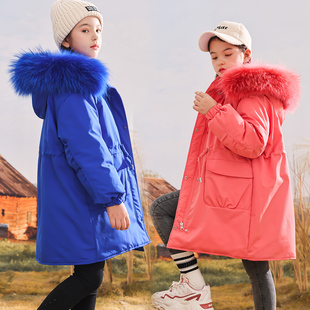 儿童派克服两面穿女童羽绒服中长款加厚2025新款中大童冬洋气外套