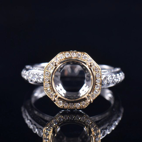 Fay Jewelry S925纯银镶钻戒指男女款轻奢时尚圆形主石镶托戒指