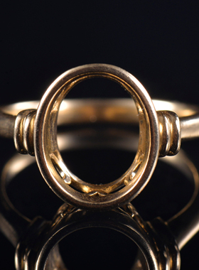 于凡珠宝 14K金6*9订制空托戒指男女通用简约复古风支持刻字定制