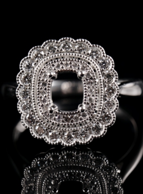 Fay Jewelry PT950铂金椭圆6*7手工定制指环空托婚礼轻奢镶嵌戒托