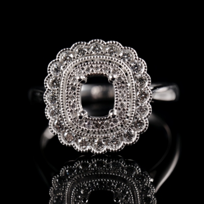 Fay Jewelry PT950铂金椭圆6*7手工定制指环空托婚礼轻奢镶嵌戒托