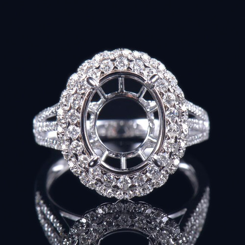 Fay Jewelry 10K金钻石戒指空托女椭圆9X11围镶设计高端定制戒托