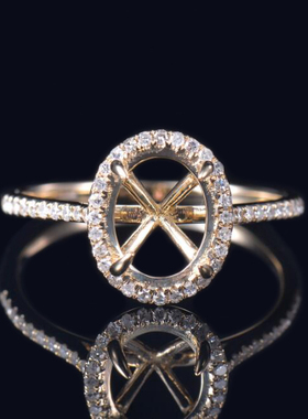 于凡珠宝 18K金镶嵌轻奢定制女士指环空托椭圆形8*10钻石戒环指托