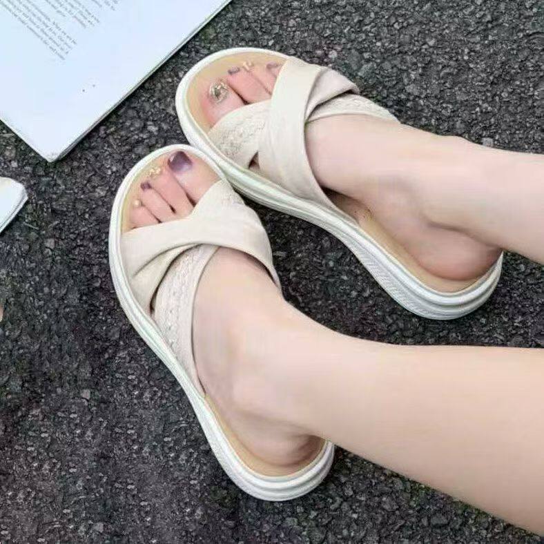 左她拖鞋夏季凉鞋外穿女士真皮鞋子软底舒适羊皮休闲凉拖369965