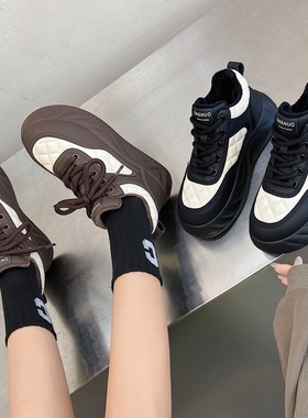 专柜正品冬季新款5厘米防滑耐磨加绒保暖中帮秀气真皮面包鞋62107