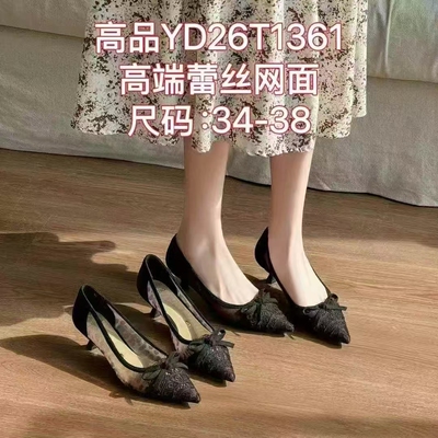 春夏3厘米低跟蕾丝豹纹网面单鞋