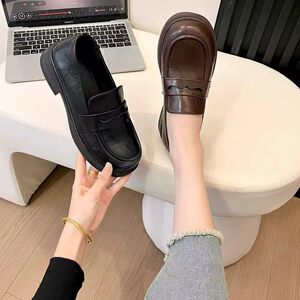 左她女鞋英伦风乐福鞋女一脚蹬小皮鞋百搭舒适通勤单鞋96965