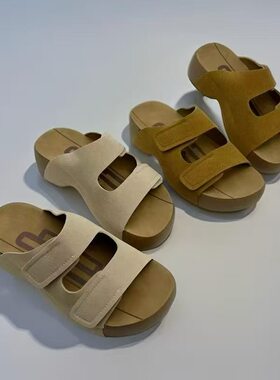 厚底勃肯凉拖鞋女夏季新款绝美不累脚海边沙滩高级感一字拖82621