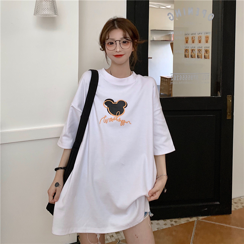 Korean cartoon print loose short sleeve T-shirt