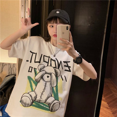 實拍小熊印花寬鬆純棉短袖恤