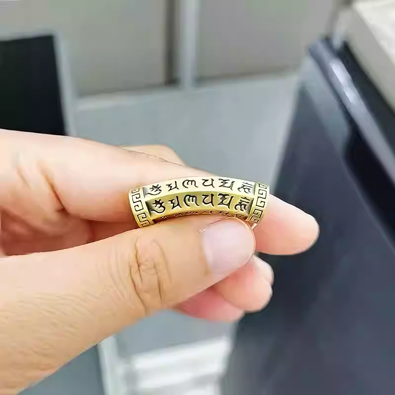 周大福黄金黑金六字箴言转运珠