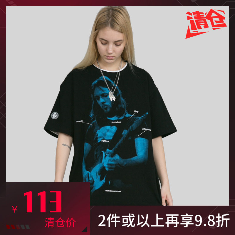 OBSERVER LAB国潮19SS原创设计David Gilmour经典肖像短袖T恤男女