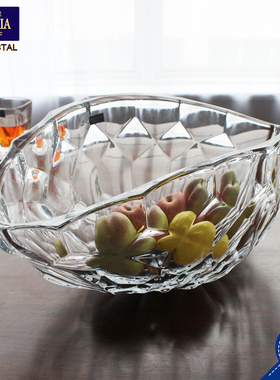 捷克crystalite原装进口无铅水晶honey-comb蜂窝摆件大号果盆果斗