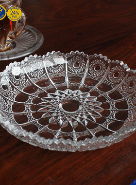 进口原装Crystal bohemia水晶玻璃点心盘糖果水果盘客厅礼品摆件