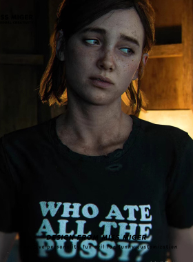 WHO ATE ALL THE PUSSY趣味英文Ellie同款短袖T恤夏季纯棉恶标语t