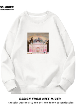 电影卫衣 布达佩斯大饭店Grand Budapest Hotel 粉红男女心圆领帽