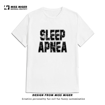 sleep apnea美式标语睡眠呼吸暂停短袖T恤国潮男女睡觉呼吸中止T