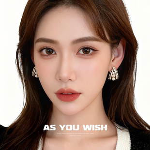 蕾丝花边珍珠耳钉轻奢高级感精致百搭气质耳饰 个性 ASYOUWISH 时尚