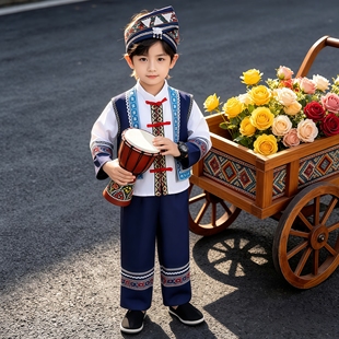 南宁现货广西三月三壮族服男童三月三少数民族服男童款