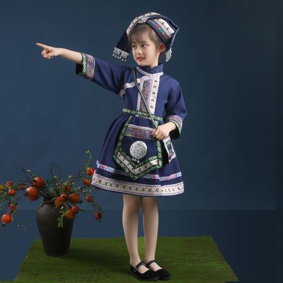 广西壮族三月三儿童少数民族服装幼儿园女童洛丽塔壮服