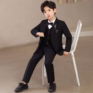 儿童西装套装帅气主持人英伦花童礼服婚礼男童西服男孩钢琴演出服