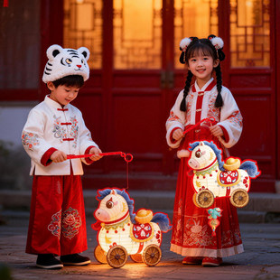 2026新款马年手提发光灯笼儿童过新年创意礼品春节元宵节手工花灯