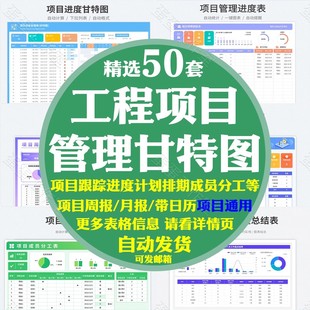 项目管理进度表日月周报分工完成情况计划统计分析甘特图excel格