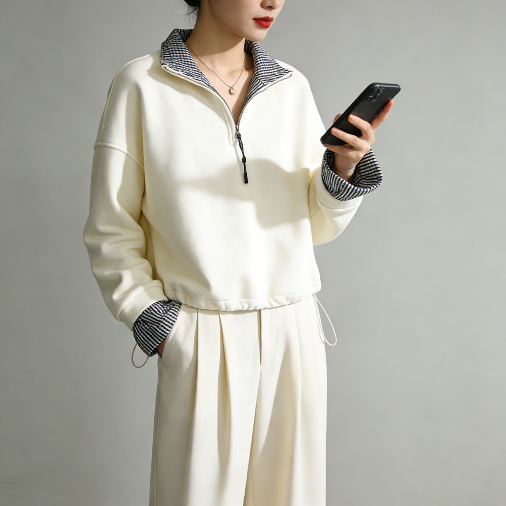 /韩系复古假两件加绒加厚卫衣女2026春秋半拉链套头长袖宽松上衣,女装/女士精品,卫衣/绒衫,淘宝优惠券,粉丝福利购,淘宝优惠卷