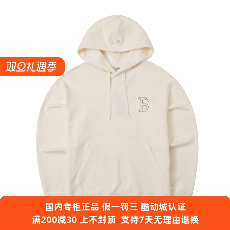 MLB男女情侣潮流背标大LOGO连帽宽松运动卫衣24秋季新款3AHDB0544