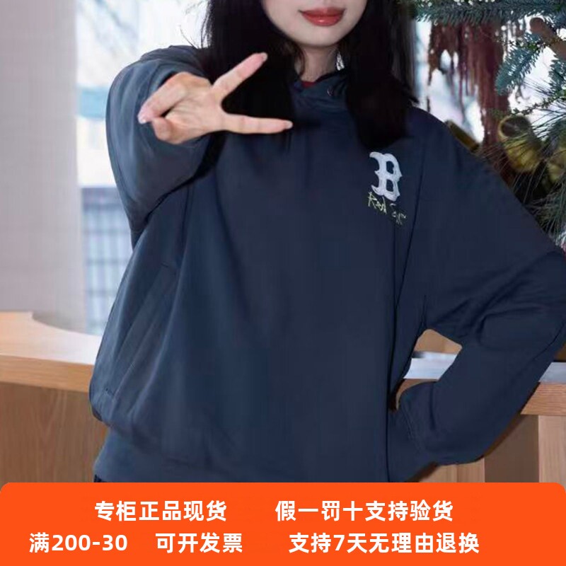 MLB2026春季新款男女款手绘套头衫宽松运动服连帽卫衣3AHDB0461