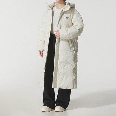 MLB羽绒服男女25冬季新款NY防水防泼水运动长款棉羽外套3ADJB2356