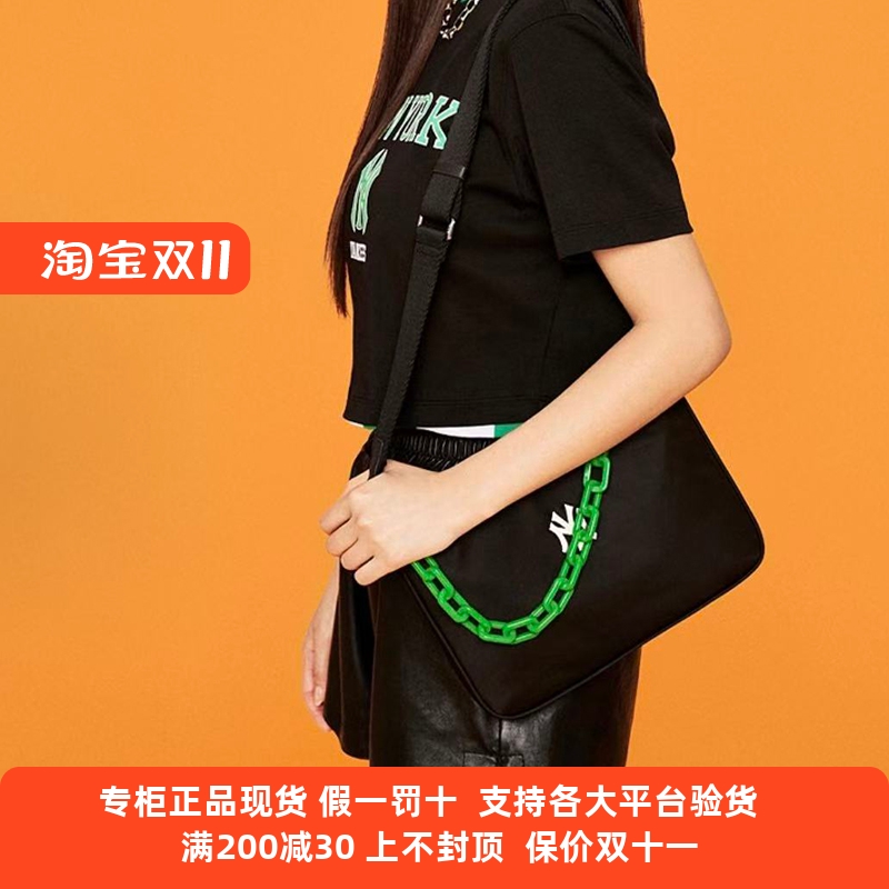 国内现货MLB女款2023年NY尼龙单肩链条手提包斜跨信封包3ACRM023N