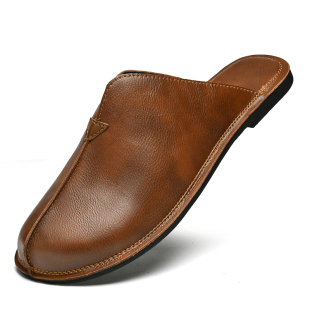 真皮牛皮拖鞋男款2026新款爆款真皮凉鞋男包头半托鞋休闲时尚潮流