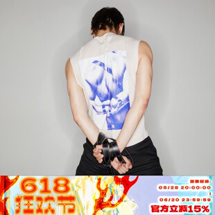 KADAKADA复古朋克风趣味印花性感修身叛逆辣弟运动弹力无袖上衣