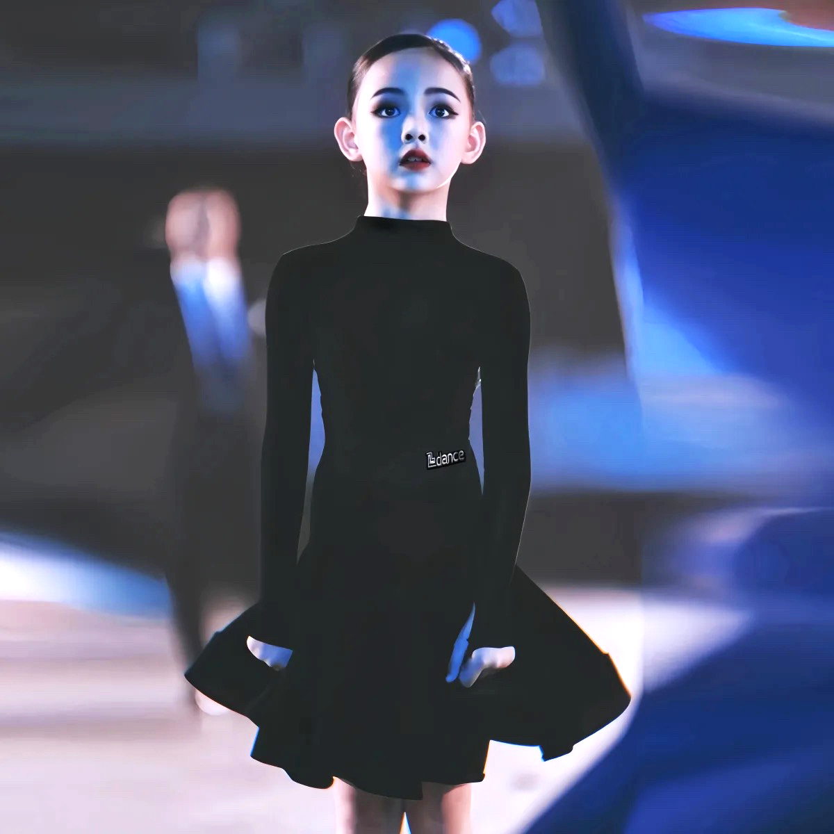 儿童拉丁舞规定比赛服秋冬季连体练功服表演出少儿女童丝绒裙套装