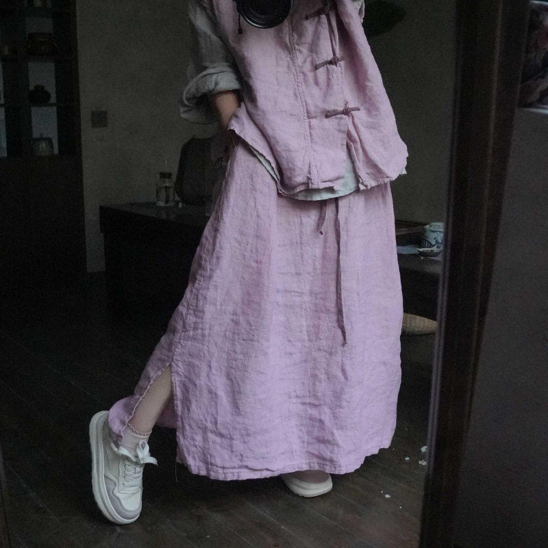 高品质色织亚麻一步裙