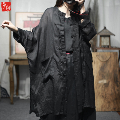 轻薄苎麻中式风对襟茶服防晒衫
