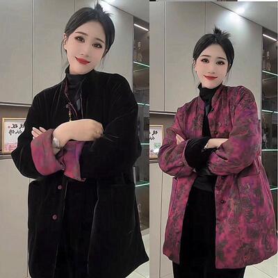 冬季新中式两面穿棉服女唐装棉衣