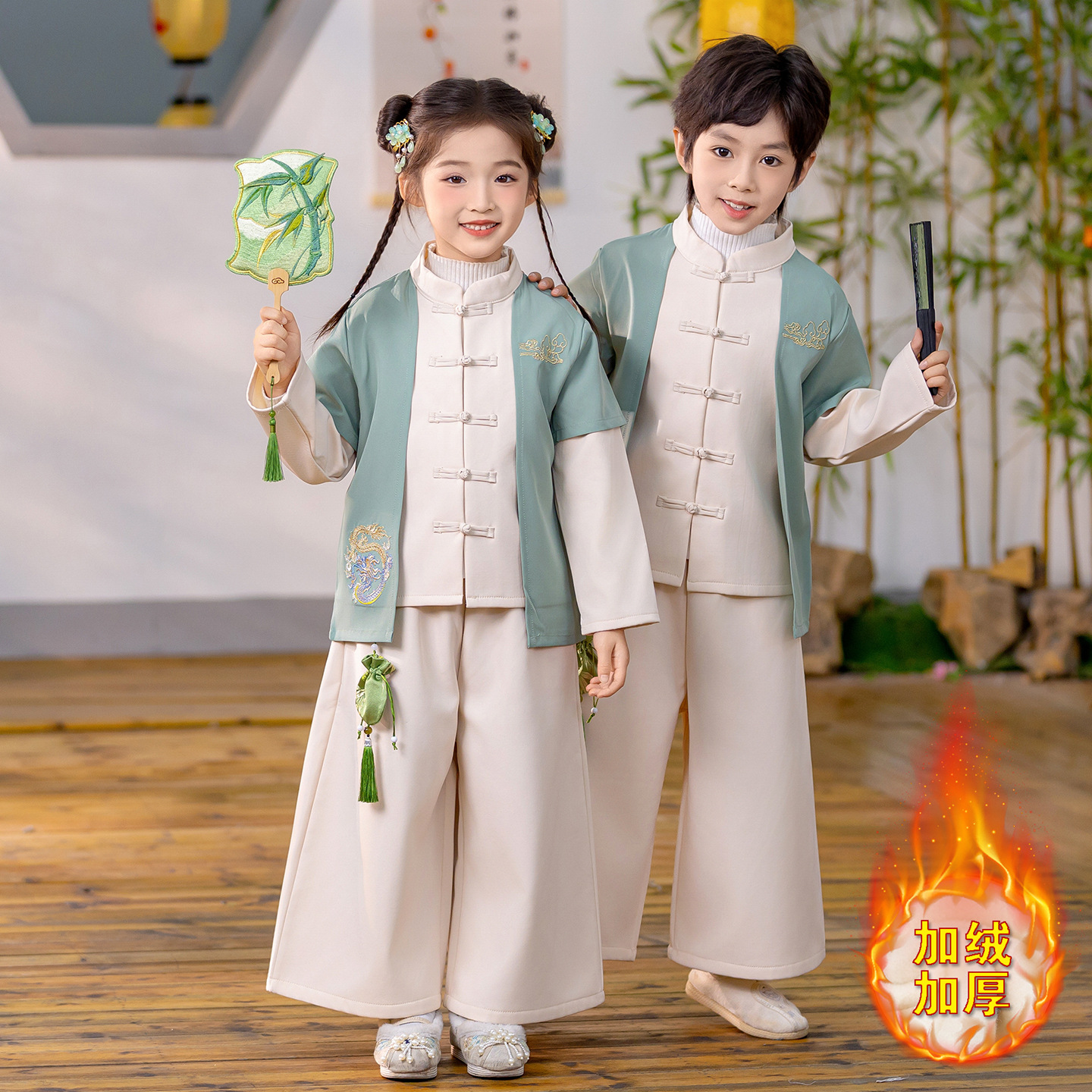 男女童中国风古风云中龙唐装表演服2025冬季新品古风时尚洋气唐装